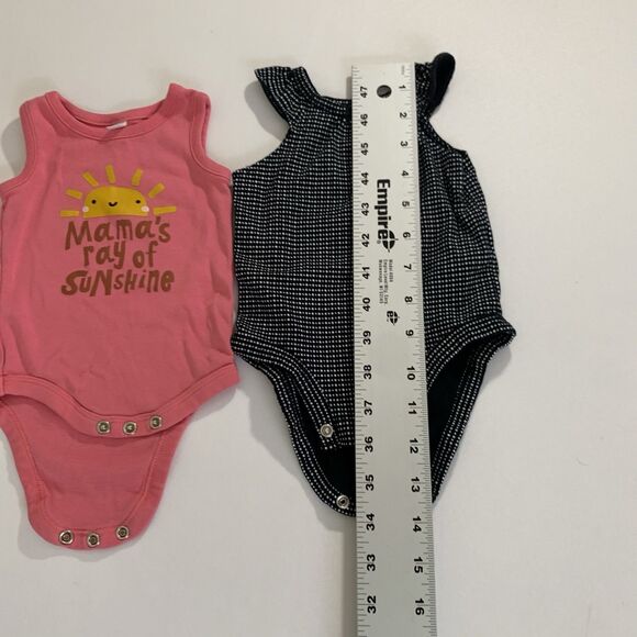 Set of 3 Bodysuits Baby Girl 3 Month Sleeveless Pink Sunshine Rainbow Stripe Dot - Picture 11 of 11